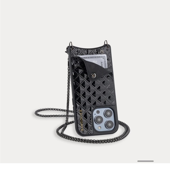 Bandolier SHEILA Pyramid Embossed Crossbody Bandolier in Black pewter 12Max pro - Picture 1 of 12